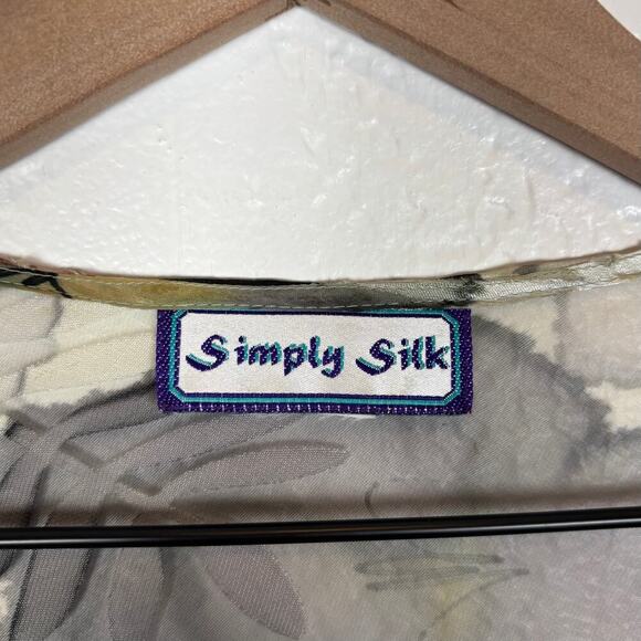 Simply Silk Watercolor Floral Sheer Long Sleeve Open Front Cardigan - Picture 4 of 4